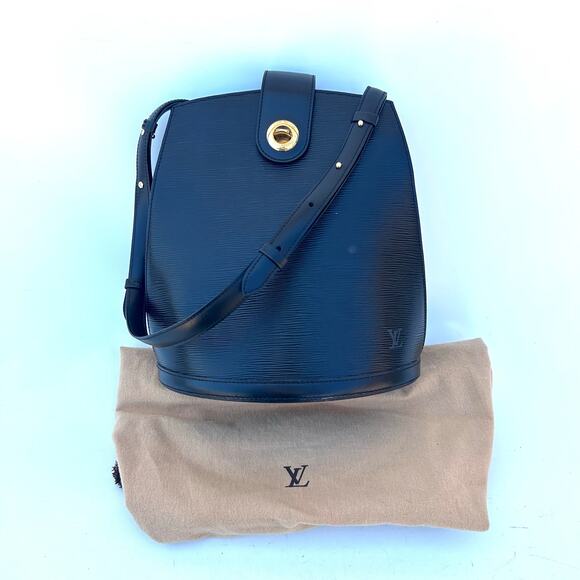 Louis Vuitton Cluny Epi Leather Shoulder Bag Black Bucket Purse Designer - Picture 1 of 13